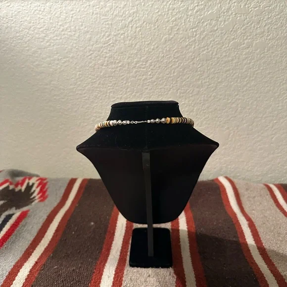 Hand Crafted Earthy Multi Colored Spiny & Sterling Silver Beaded Necklace - Picture 3 of 3